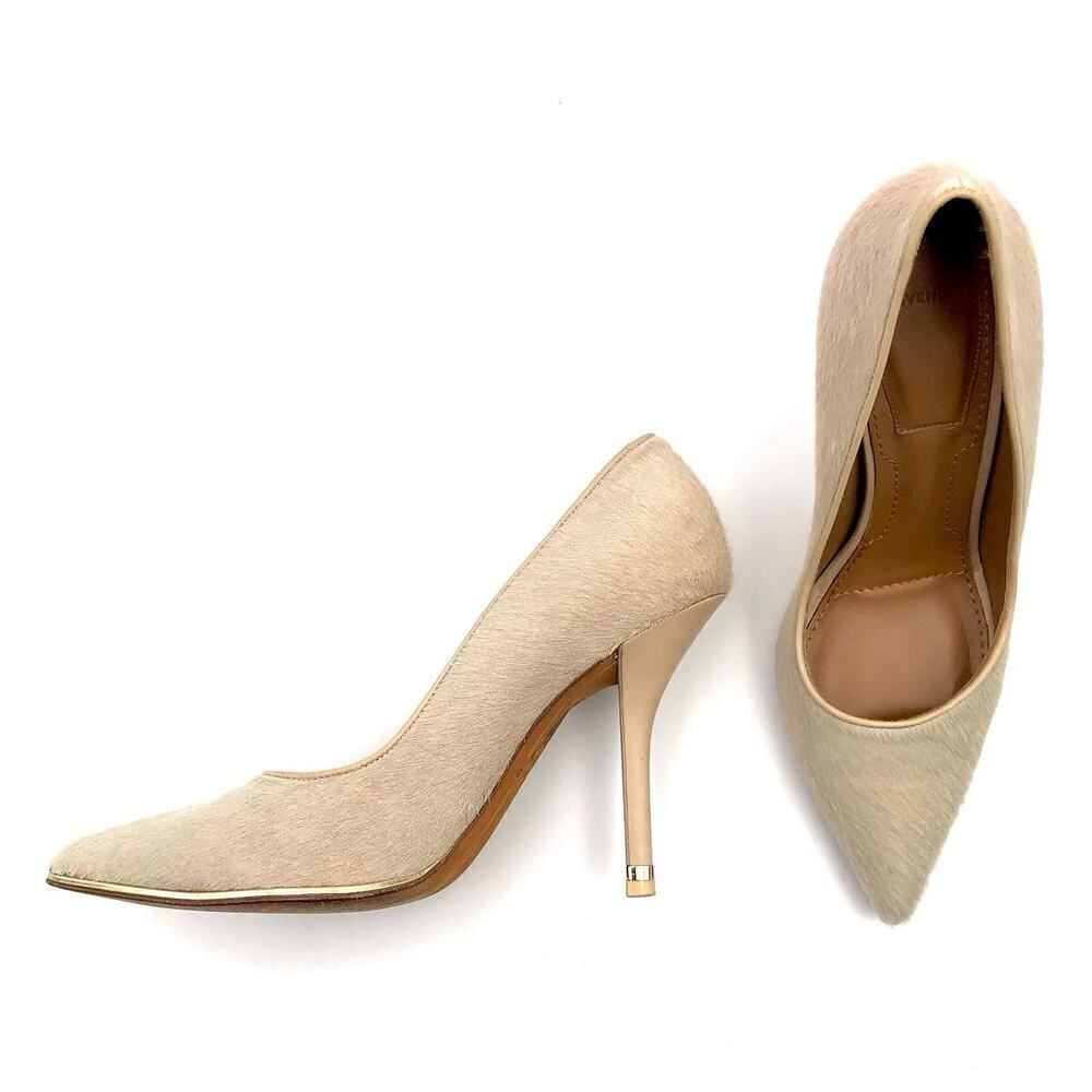 Givenchy pumps beige calf-hair:gold leather trim White Cream 8.5 (need repair)